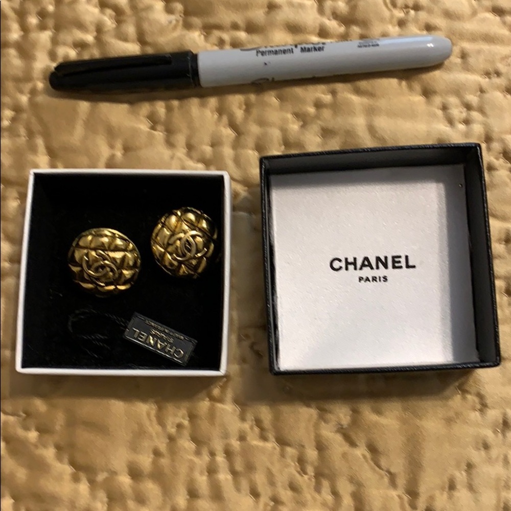 Chanel clip on earrings. Classic quilted  CC logo